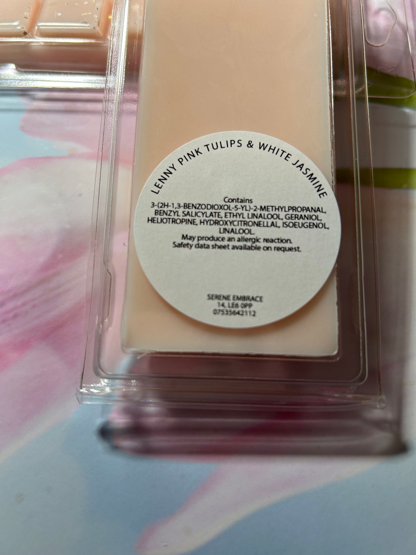Lenny Pink Tulips & White Jasmine Wax Melt Snap Bar