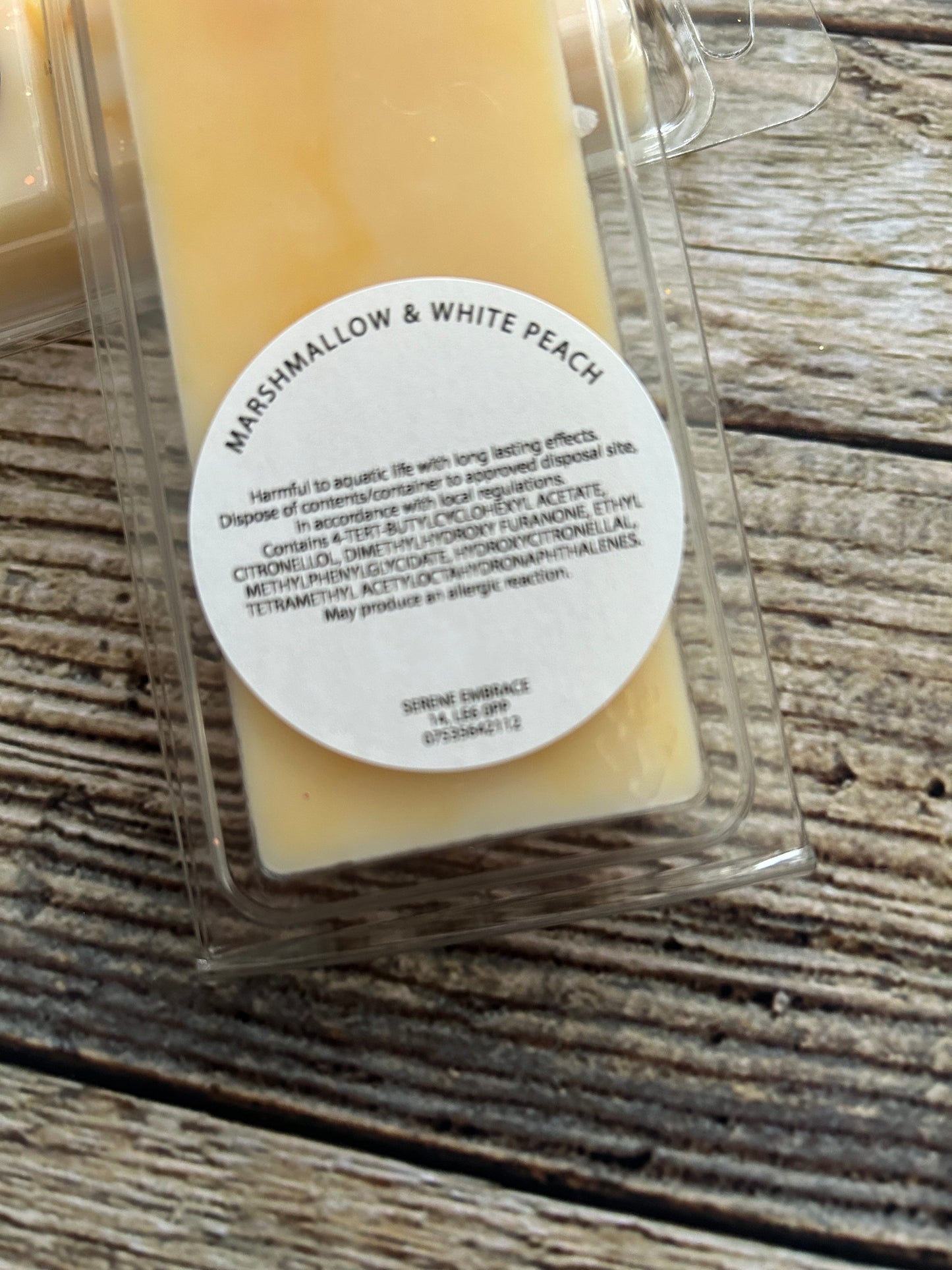 Marshmallow & White Peach Wax Melt Snap Bar