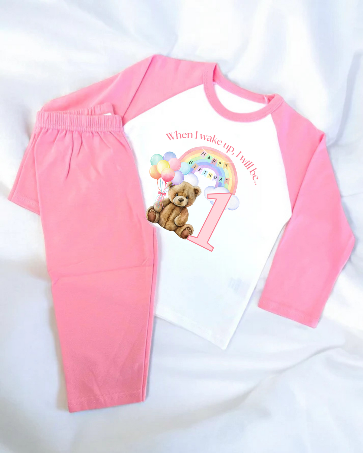 Frilled Pyjamas - Pink - Optional Birthday Designs