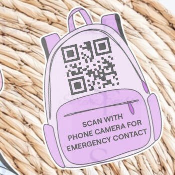 Emergency Contact Number QR Code Acrylic Backpack Tag