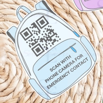 Emergency Contact Number QR Code Acrylic Backpack Tag