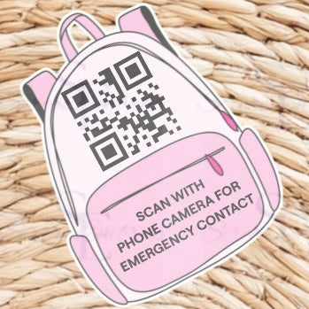 Emergency Contact Number QR Code Acrylic Backpack Tag