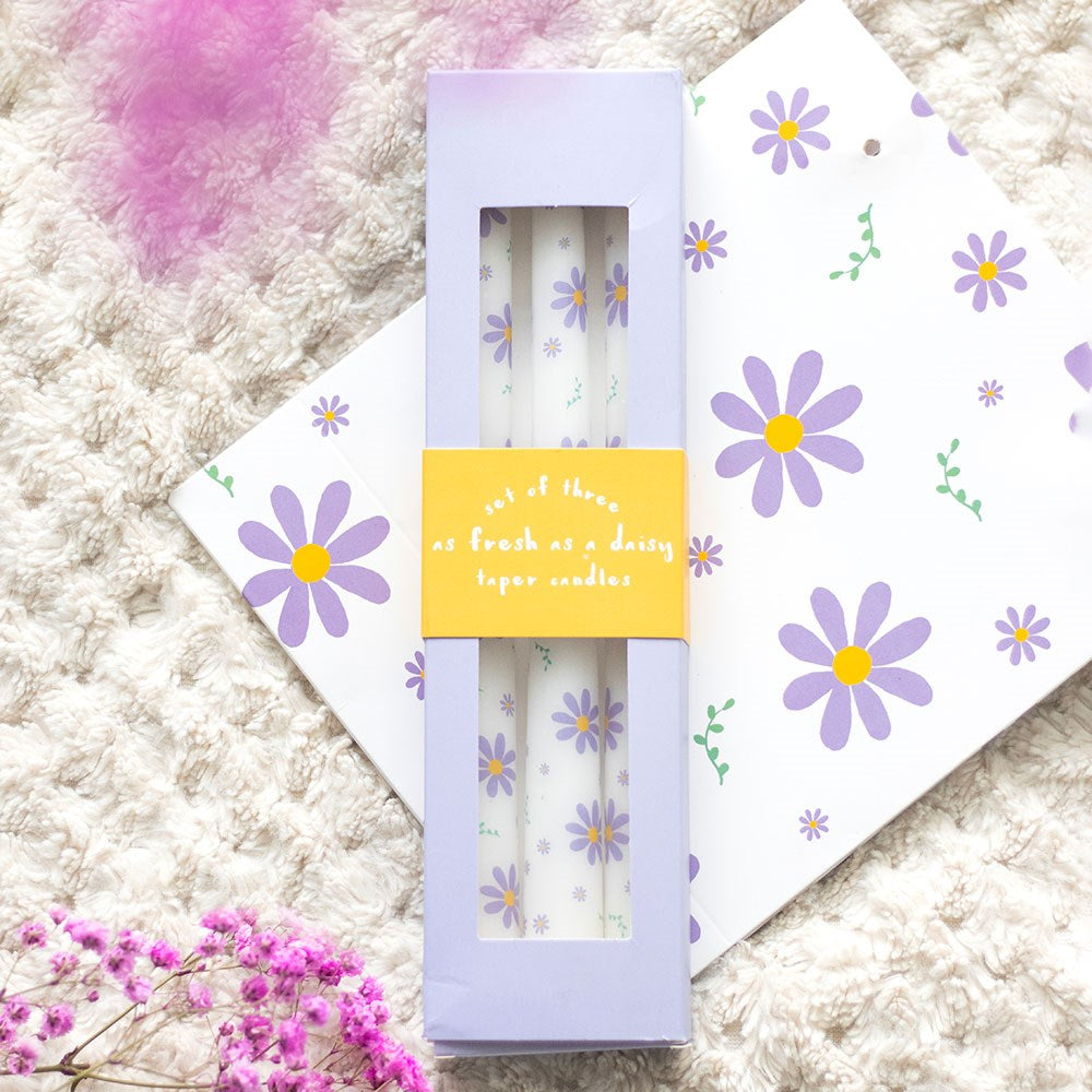 Taper Candles - Set of 3 - Purple Daisy