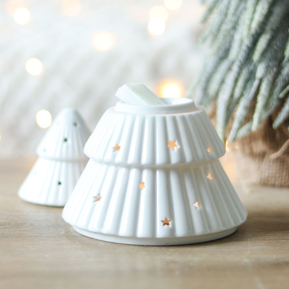 Christmas Tree Oil Burner - White