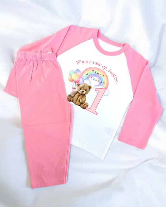 Pink & White Pyjamas - Optional Birthday Designs