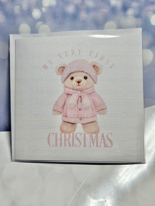 Xmas Card - My Very First Christmas - Teddy Design