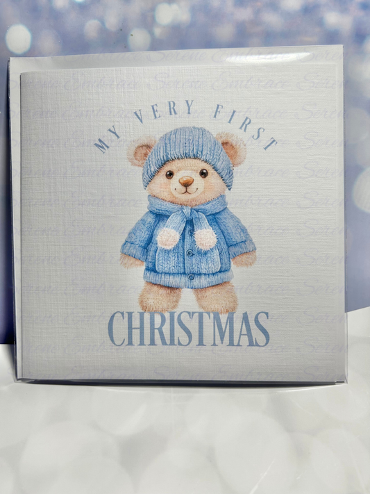 Xmas Card - My Very First Christmas - Teddy Design