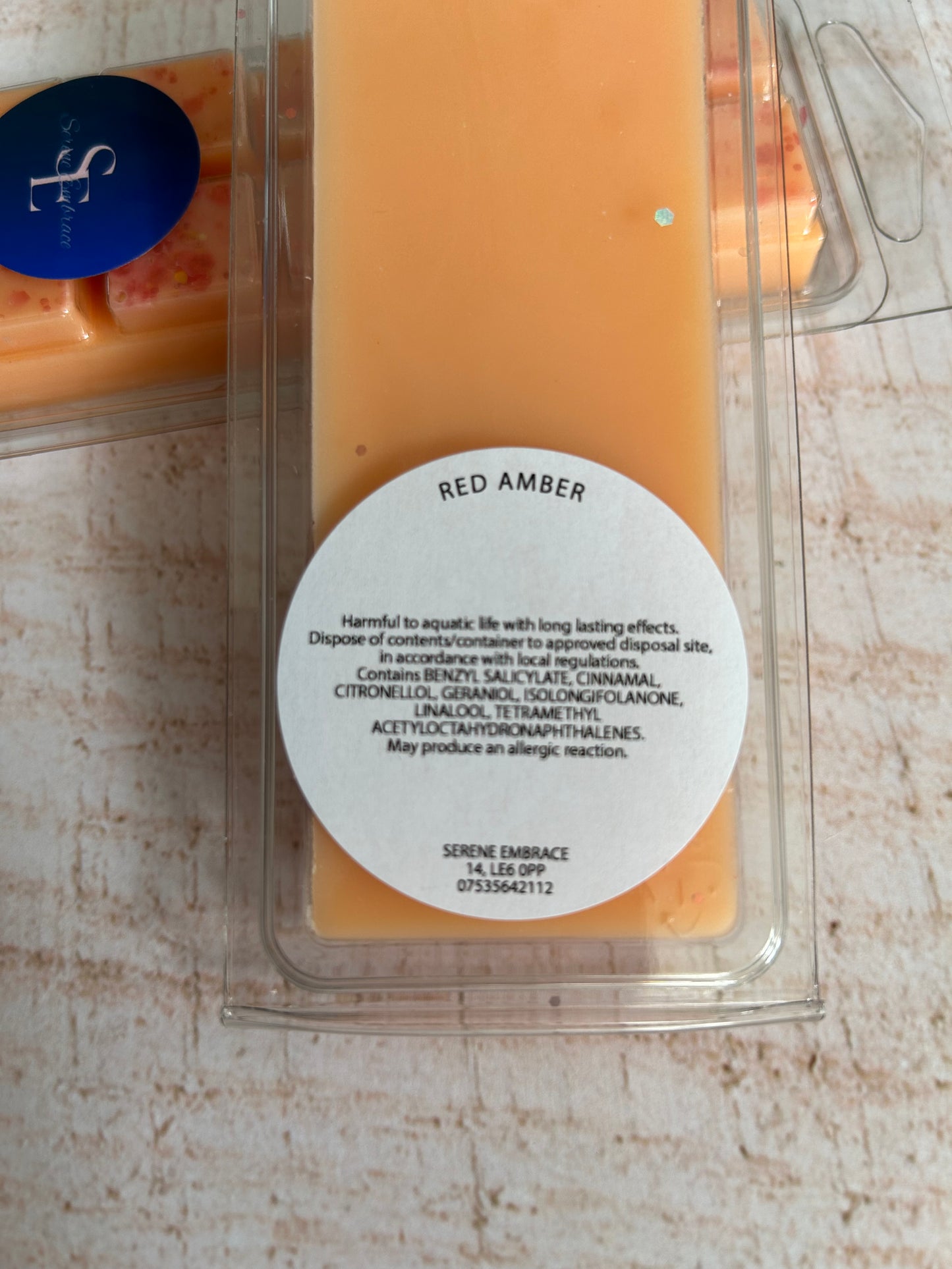 Red Amber Wax Melt Snap Bar