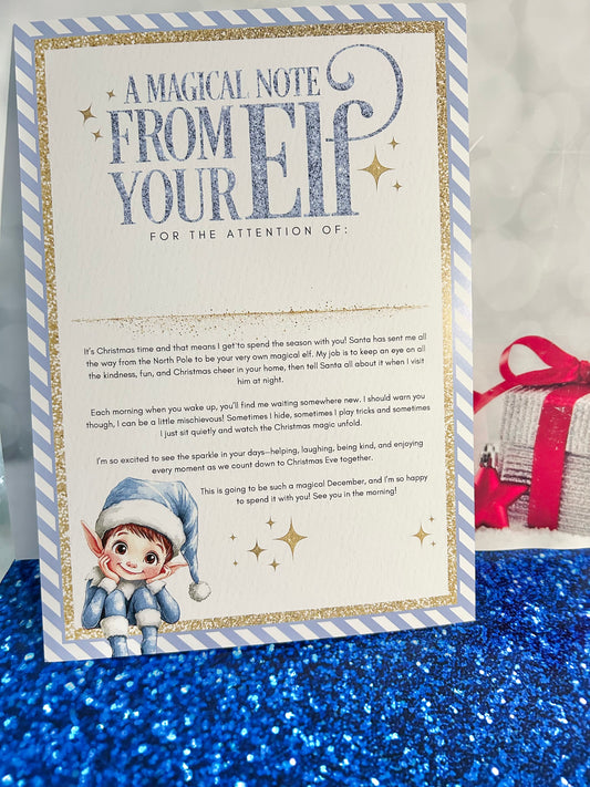 Personalised A4 Magical Elf Note - Blue, Pink or Red