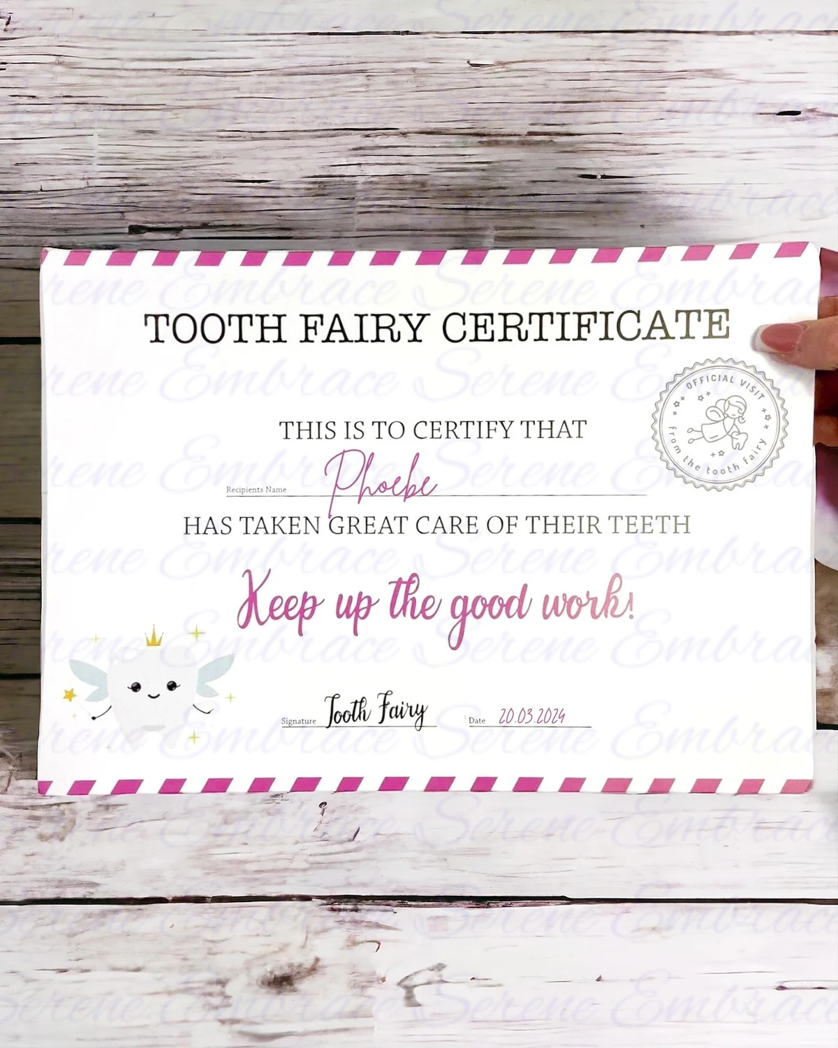 Personalised Tooth Fairy Certificate