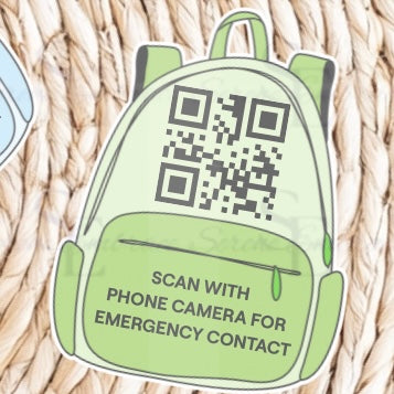 Emergency Contact Number QR Code Acrylic Backpack Tag