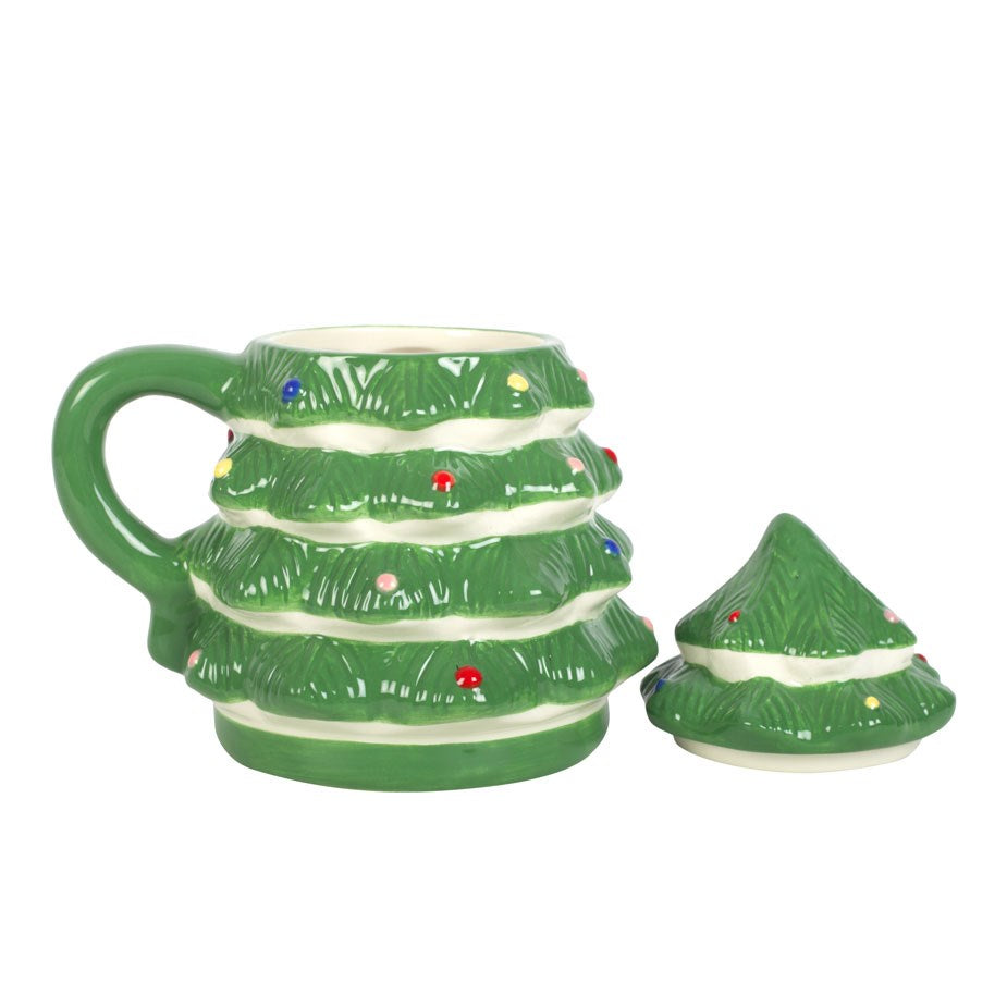 Christmas Tree Shaped Lidded Mug - Green