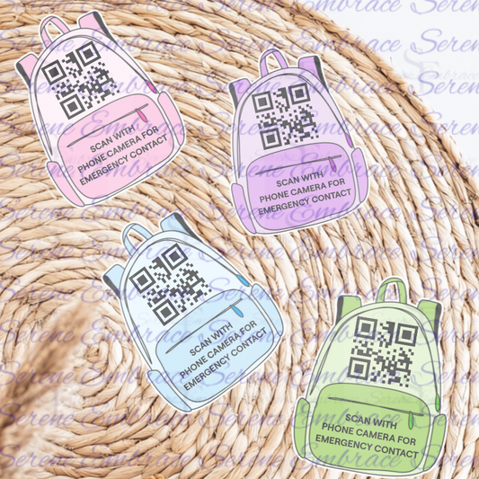 Emergency Contact Number QR Code Acrylic Backpack Tag