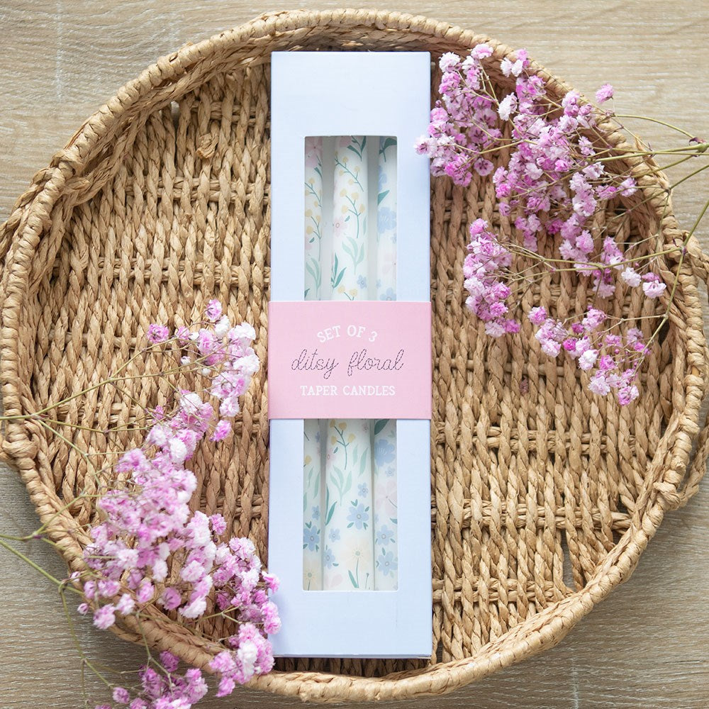 Taper Candles - Set of 3 - Ditsy Floral
