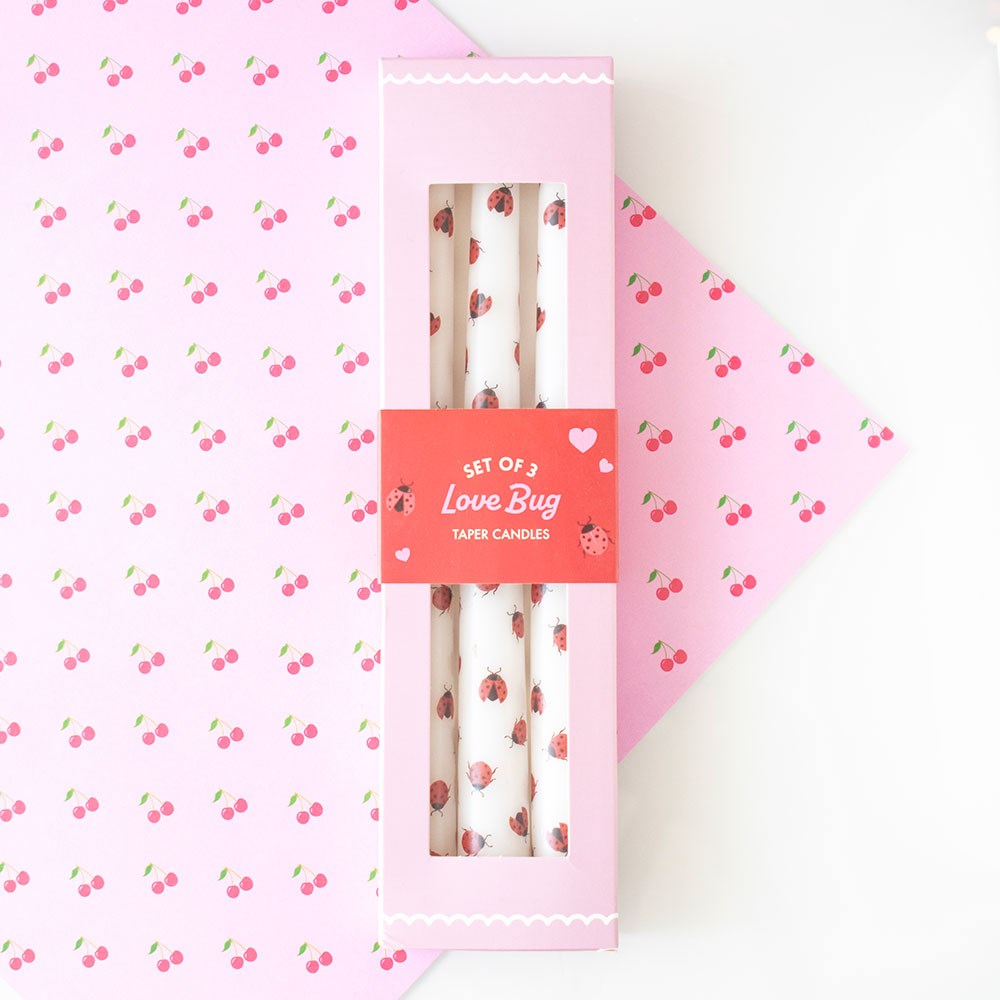 Taper Candles - Set of 3 - Love Bug Ladybird